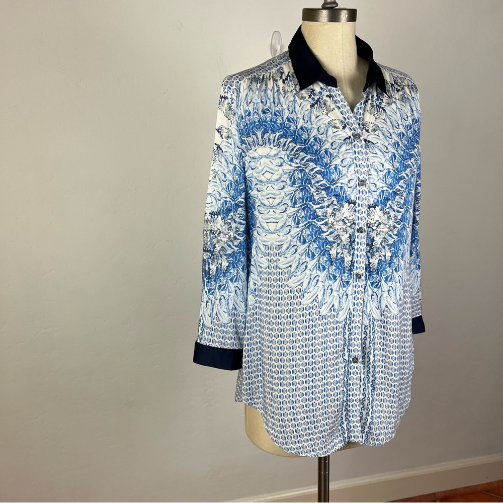 Basler White Patterned Button Down Shirt - Picture 2 of 8
